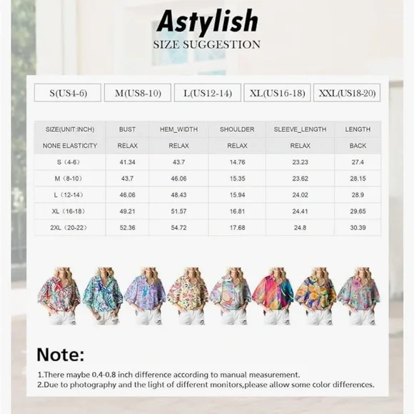 Astylish Loose V-Neck Shirts Paisley Print Lantern Sleeve Blouse Tops XL - Picture 4 of 4